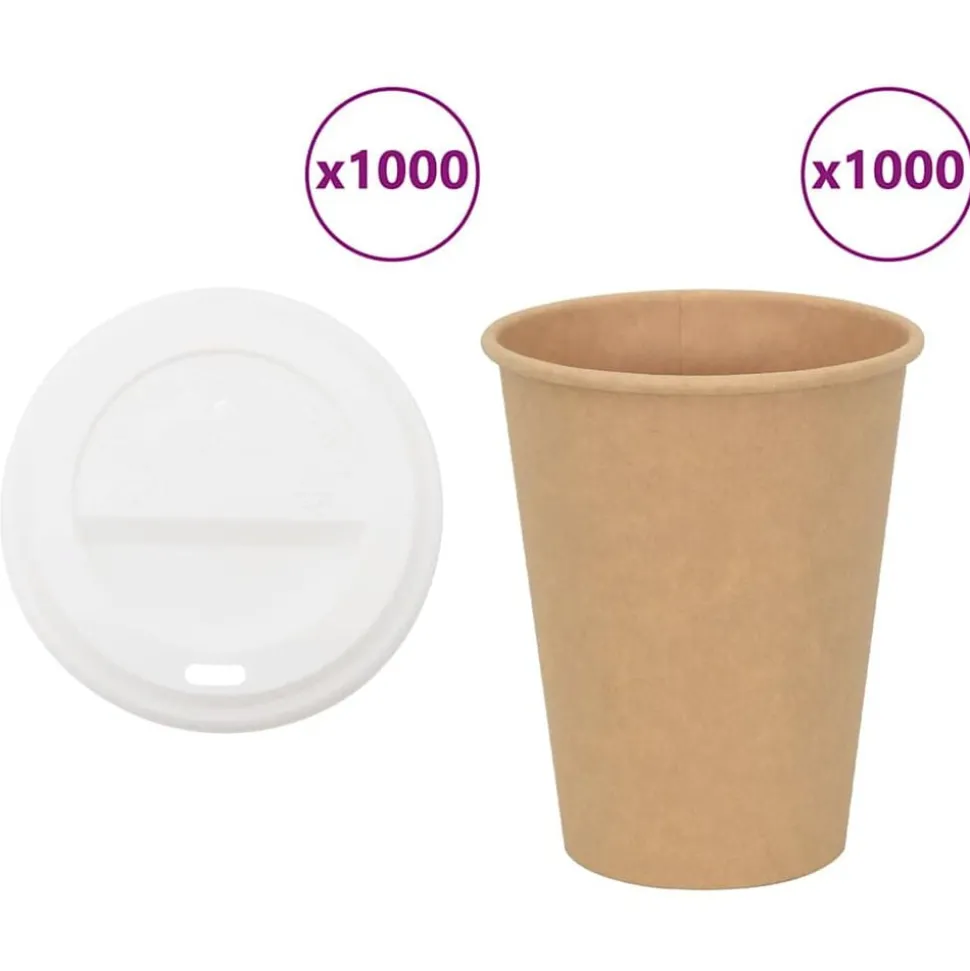vidaXL Papieren koffiekopjes met deksel 1000 st 12oz 300 ml