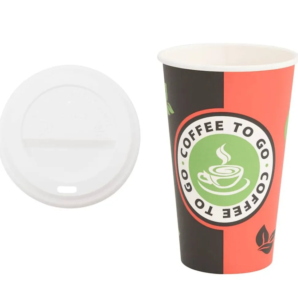 vidaXL Papieren koffiekopjes met deksel 1000 st 16oz 400 ml