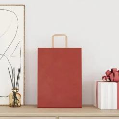 vidaXL Papieren zakken 250 st met hengsels 26x12x35 cm rood