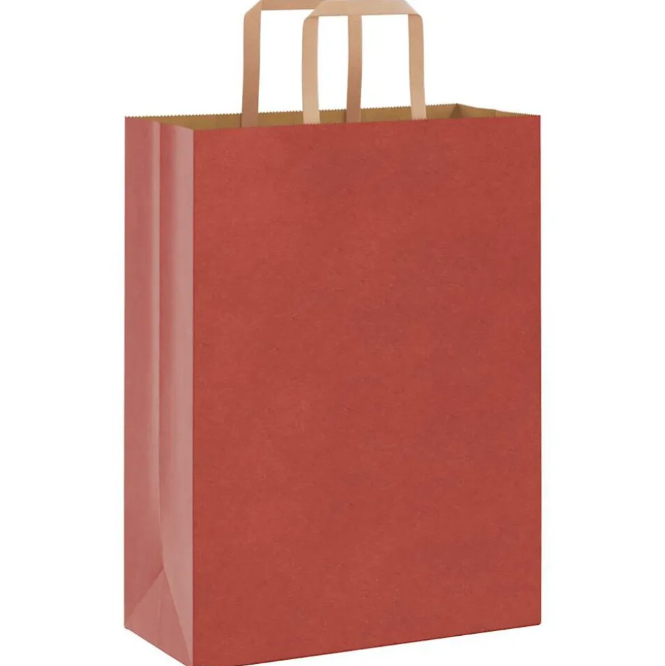 vidaXL Papieren zakken 250 st met hengsels 26x12x35 cm rood