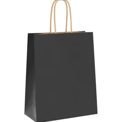 vidaXL Papieren zakken 250 st met hengsels 18x8x22 cm zwart