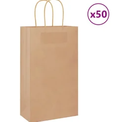 vidaXL Papieren zakken 50 st met hengsels 21x11x36 cm bruin