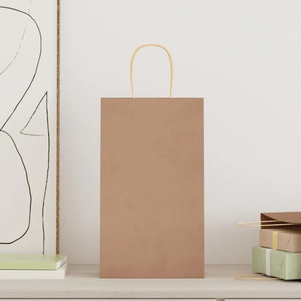 vidaXL Papieren zakken 50 st met hengsels 21x11x36 cm bruin