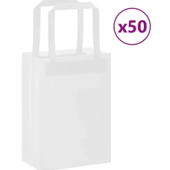 vidaXL Papieren zakken 50 st met hengsels 15x8x21 cm wit