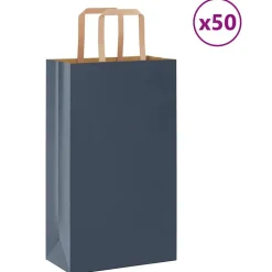 vidaXL Papieren zakken 50 st met hengsels 21x11x36 cm blauw