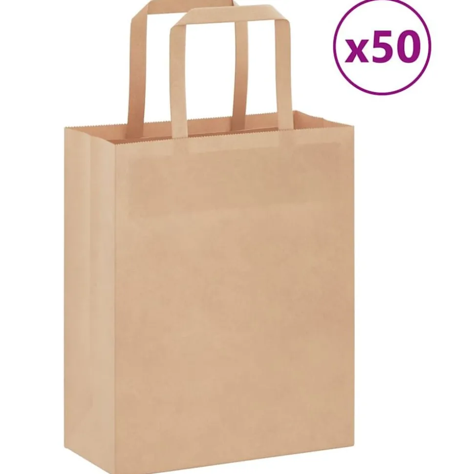 vidaXL Papieren zakken 50 st met hengsels 18x8x22 cm bruin