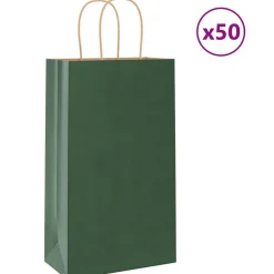 vidaXL Papieren zakken 50 st met hengsels 21x11x36 cm groen