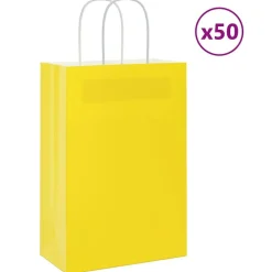 vidaXL Papieren zakken 50 st met hengsels 21x11x31 cm geel