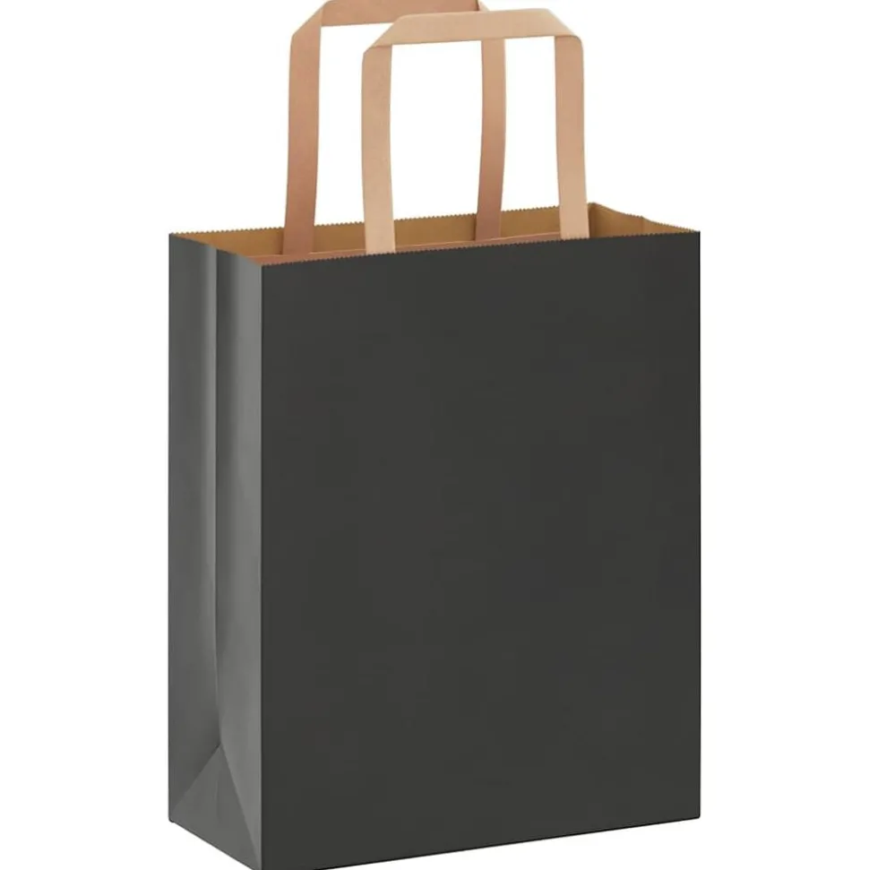 vidaXL Papieren zakken 250 st met hengsels 18x8x22 cm zwart