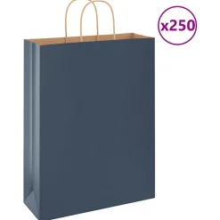 vidaXL Papieren zakken 250 st met hengsels 32x12x42 cm blauw