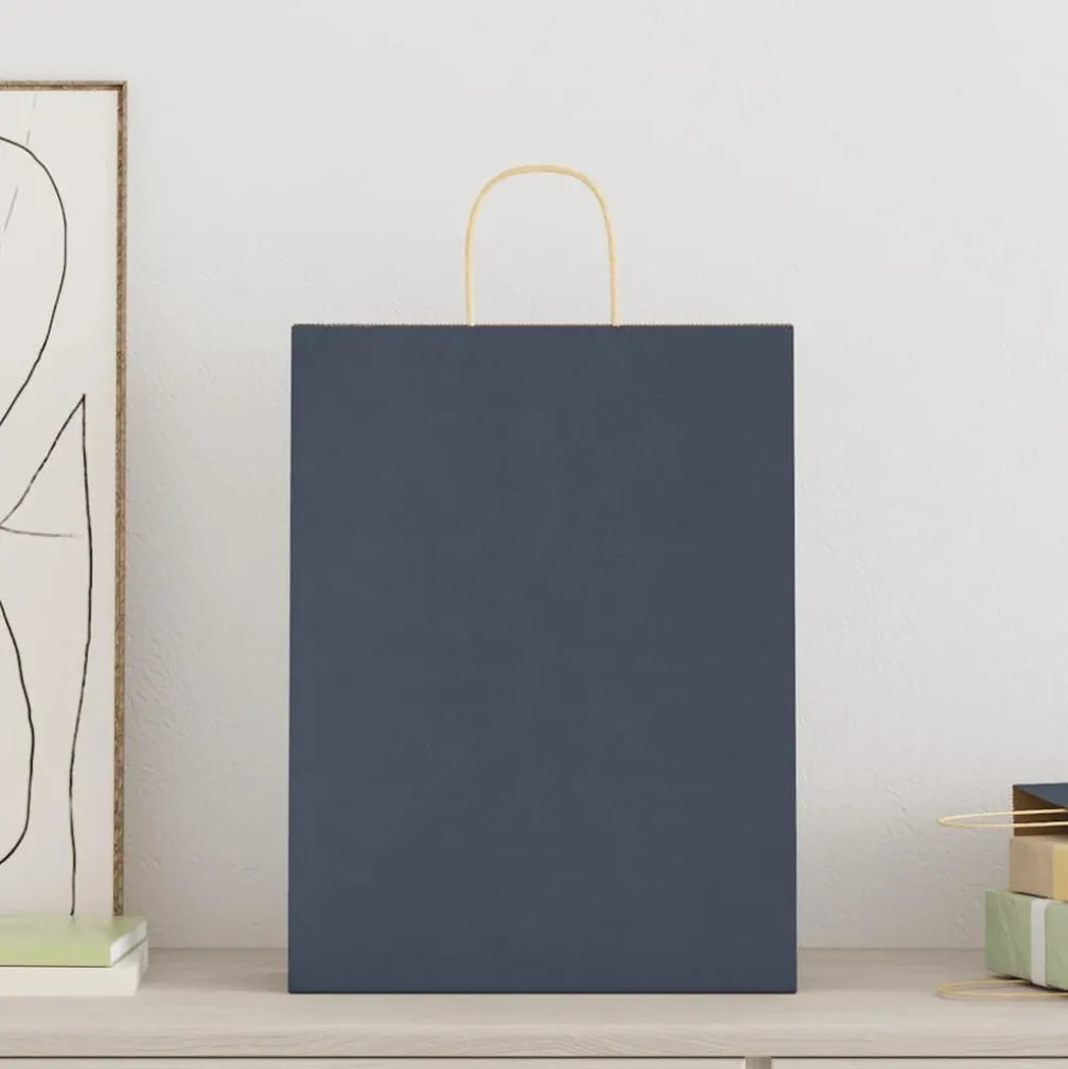 vidaXL Papieren zakken 250 st met hengsels 32x12x42 cm blauw