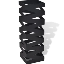 vidaXL Paraplu- en wandelstokhouder vierkant 48,5 cm staal zwart