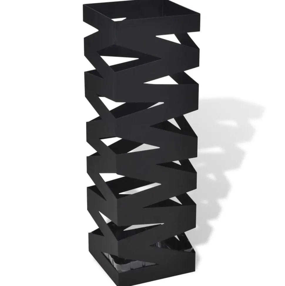 vidaXL Paraplu- en wandelstokhouder vierkant 48,5 cm staal zwart
