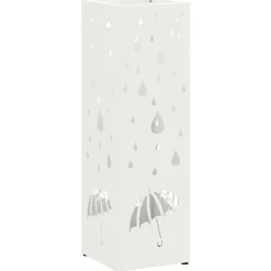 vidaXL Paraplu Standaard met opslag Wit 15,5 x 15,5 x 49 cm Metaal