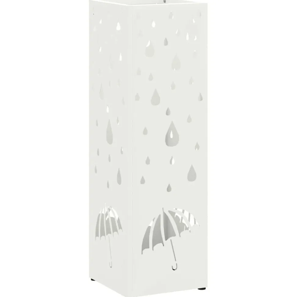 vidaXL Paraplu Standaard met opslag Wit 15,5 x 15,5 x 49 cm Metaal