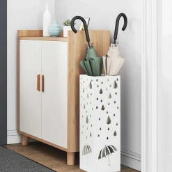 vidaXL Paraplu Standaard met opslag Wit 15,5 x 15,5 x 49 cm Metaal
