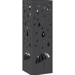 vidaXL Paraplu Standaard met opslag Zwart 15,5 x 15,5 x 49 cm Metaal