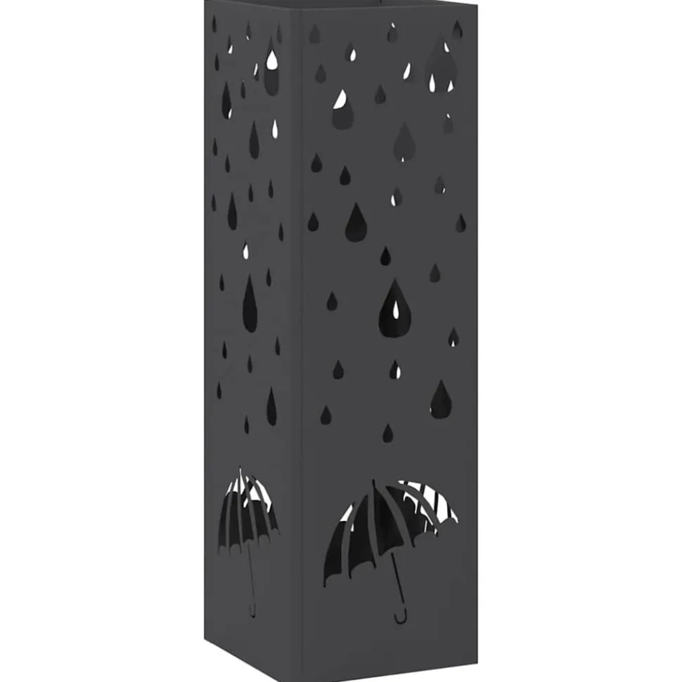 vidaXL Paraplu Standaard met opslag Zwart 15,5 x 15,5 x 49 cm Metaal