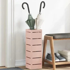 vidaXL Paraplu Standaard met opslag Roze 15,5 x 15,5 x 49 cm Metaal