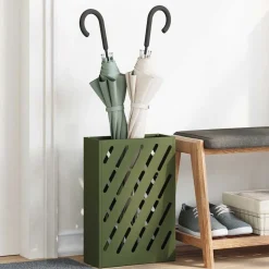 vidaXL Paraplu Standaard Olijfgroen 28 x 12 x 41 cm Staal