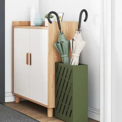 vidaXL Paraplu Standaard Olijfgroen 28 x 12 x 41 cm Staal