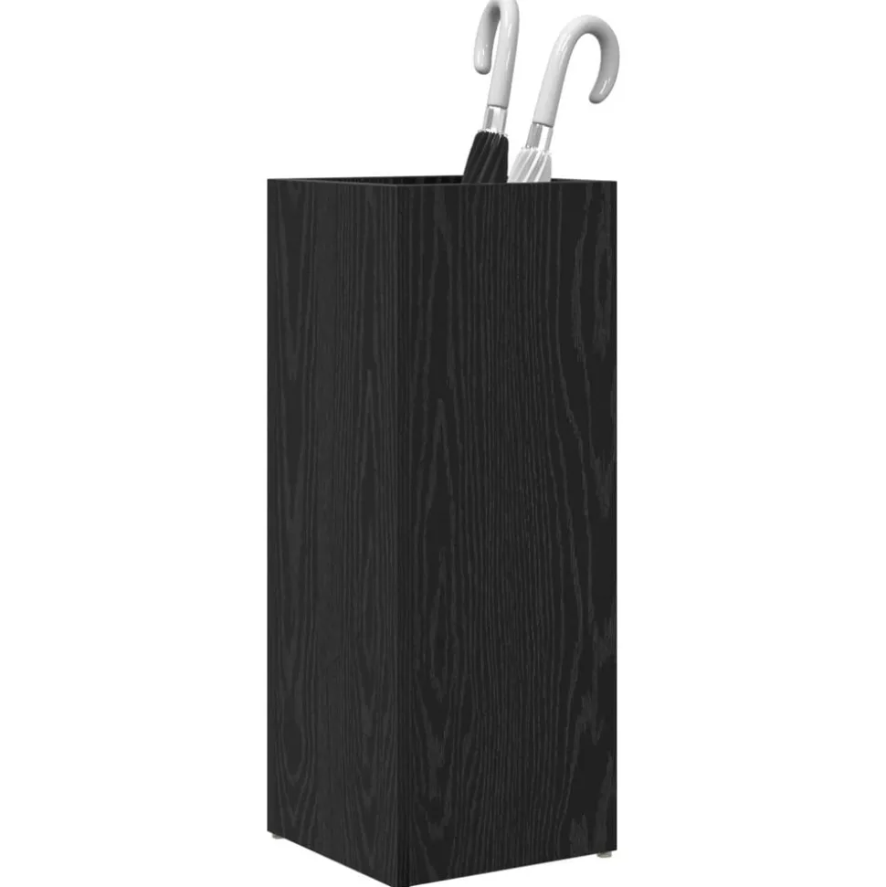 vidaXL Paraplu Standaard Zwart Eiken 25 x 24,5 x 64 cm Bewerkt hout