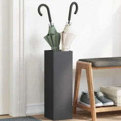 vidaXL Paraplu Standaard met opslag Zwart 15,5 x 15,5 x 49 cm Metaal