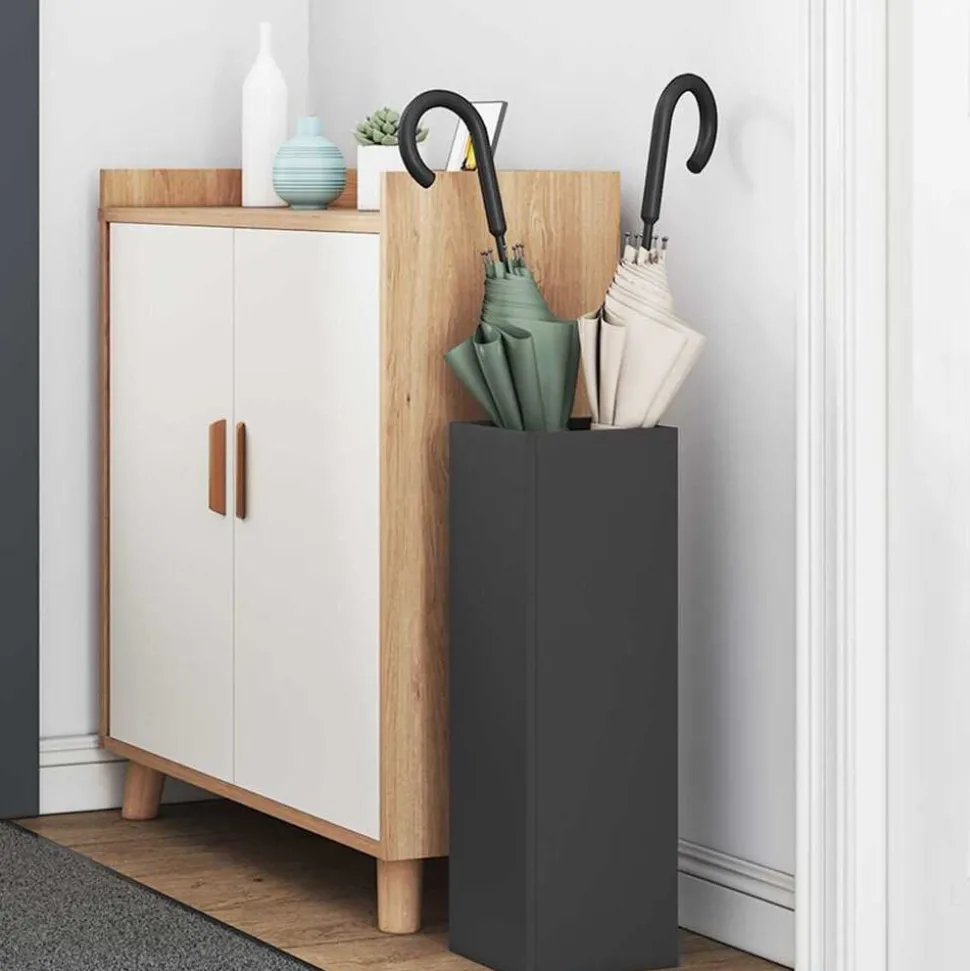vidaXL Paraplu Standaard met opslag Zwart 15,5 x 15,5 x 49 cm Metaal