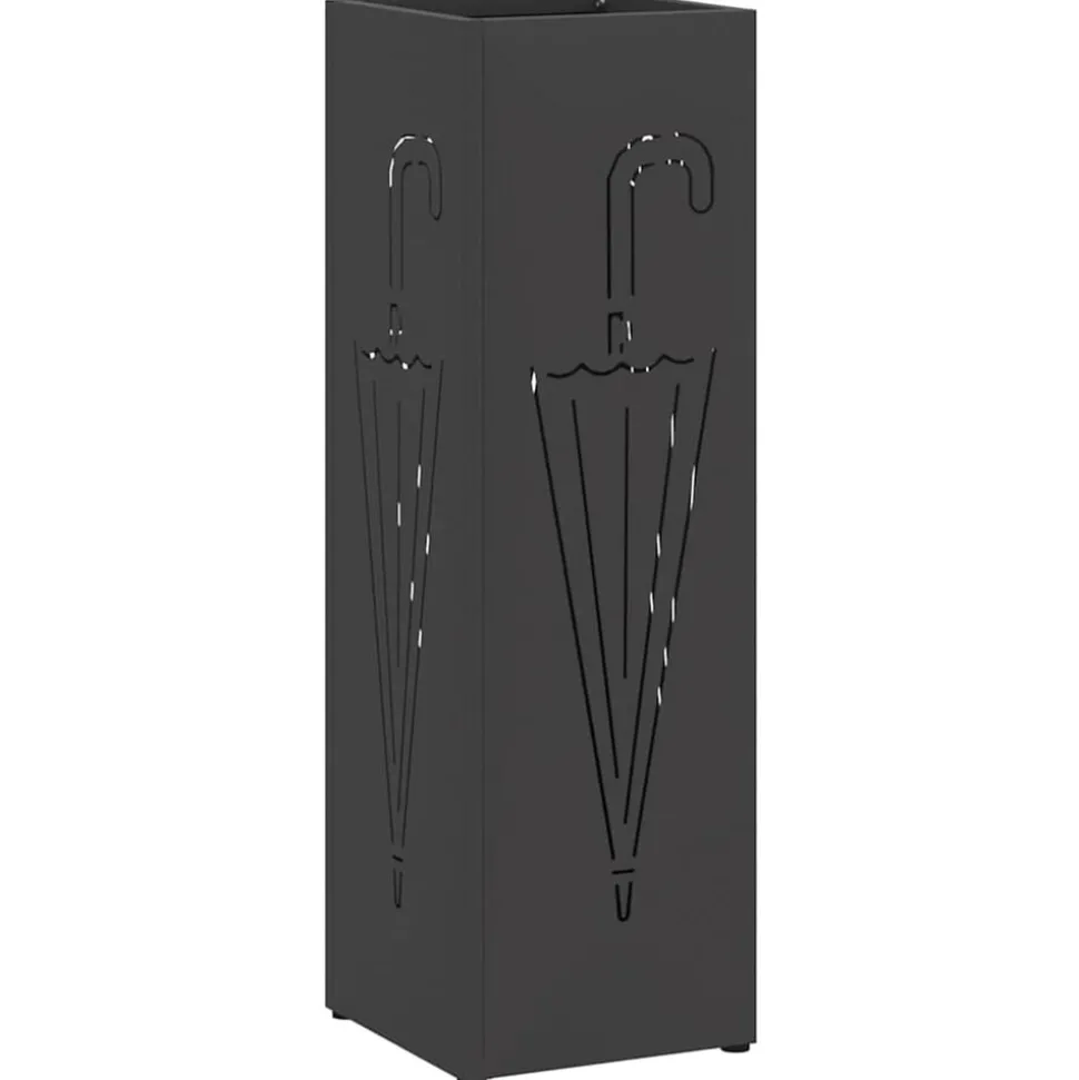 vidaXL Paraplu Standaard met opslag Zwart 15,5 x 15,5 x 49 cm Metaal