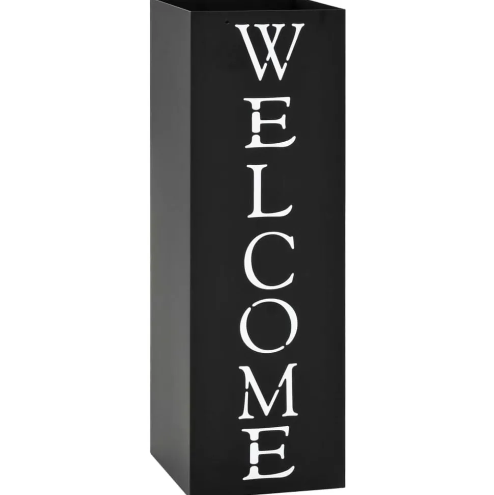 vidaXL Parapluhouder Welcome staal zwart