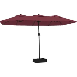 vidaXL Parasol dubbel dak met LED 449x265 cm bordeauxrood