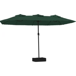 vidaXL Parasol dubbel dak met LED 449x265 cm groen