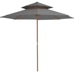vidaXL Parasol dubbeldekker met houten paal 270 cm antraciet