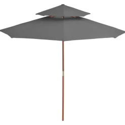 vidaXL Parasol dubbeldekker met houten paal 270 cm antraciet