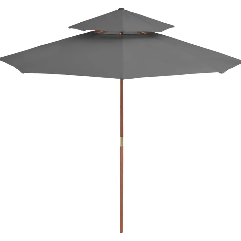 vidaXL Parasol dubbeldekker met houten paal 270 cm antraciet