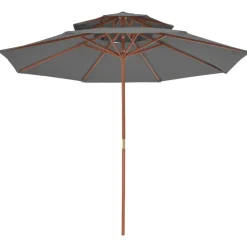 vidaXL Parasol dubbeldekker met houten paal 270 cm antraciet