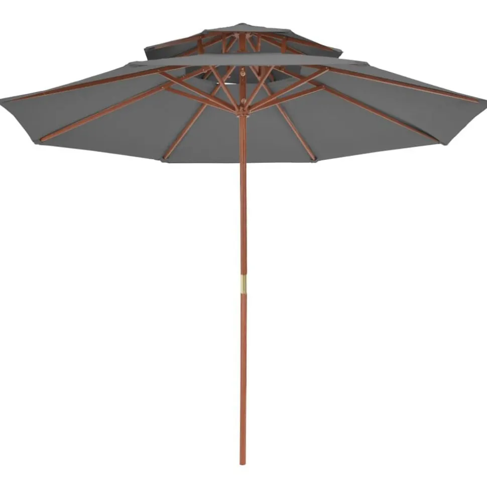 vidaXL Parasol dubbeldekker met houten paal 270 cm antraciet