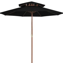 vidaXL Parasol dubbeldekker met houten paal 270 cm zwart