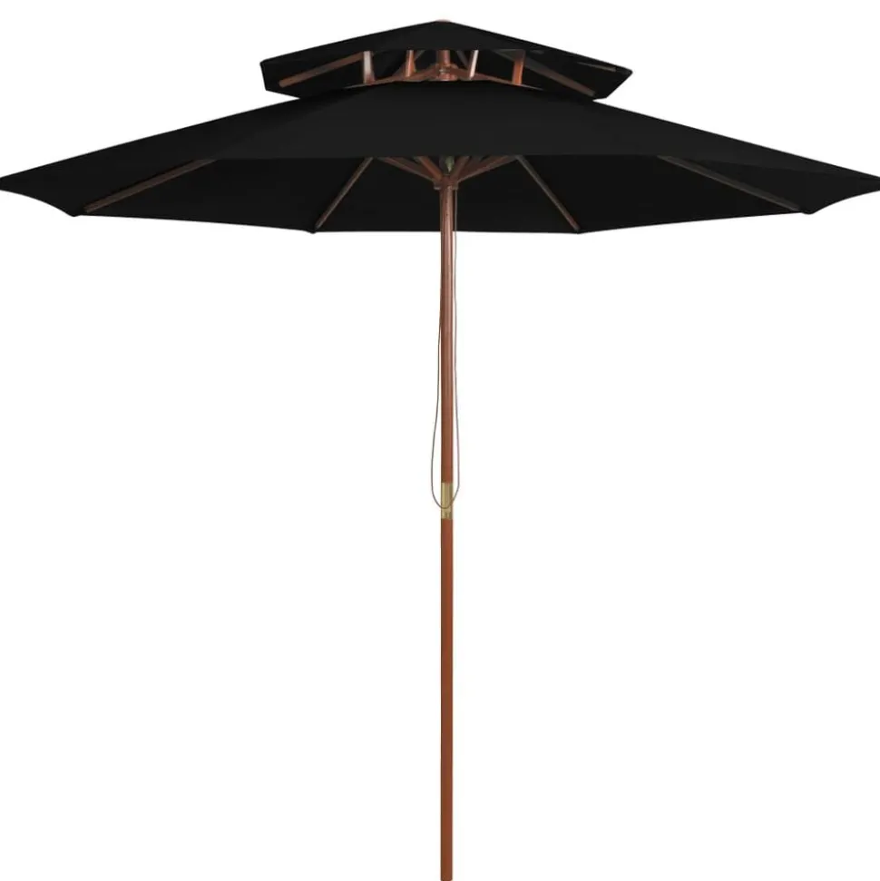 vidaXL Parasol dubbeldekker met houten paal 270 cm zwart