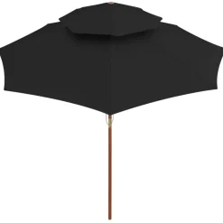vidaXL Parasol dubbeldekker met houten paal 270 cm zwart