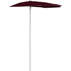 vidaXL Parasol half met paal 180x90 cm bordeauxrood