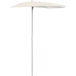 vidaXL Parasol half met paal 180x90 cm zandkleurig