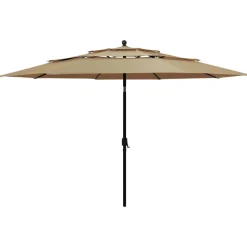 vidaXL Parasol 3-laags met aluminium paal 3,5 m taupe