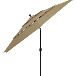 vidaXL Parasol 3-laags met aluminium paal 3,5 m taupe
