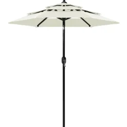 vidaXL Parasol 3-laags met aluminium paal 2 m zandkleurig