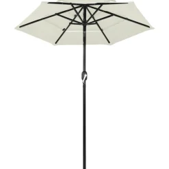 vidaXL Parasol 3-laags met aluminium paal 2 m zandkleurig
