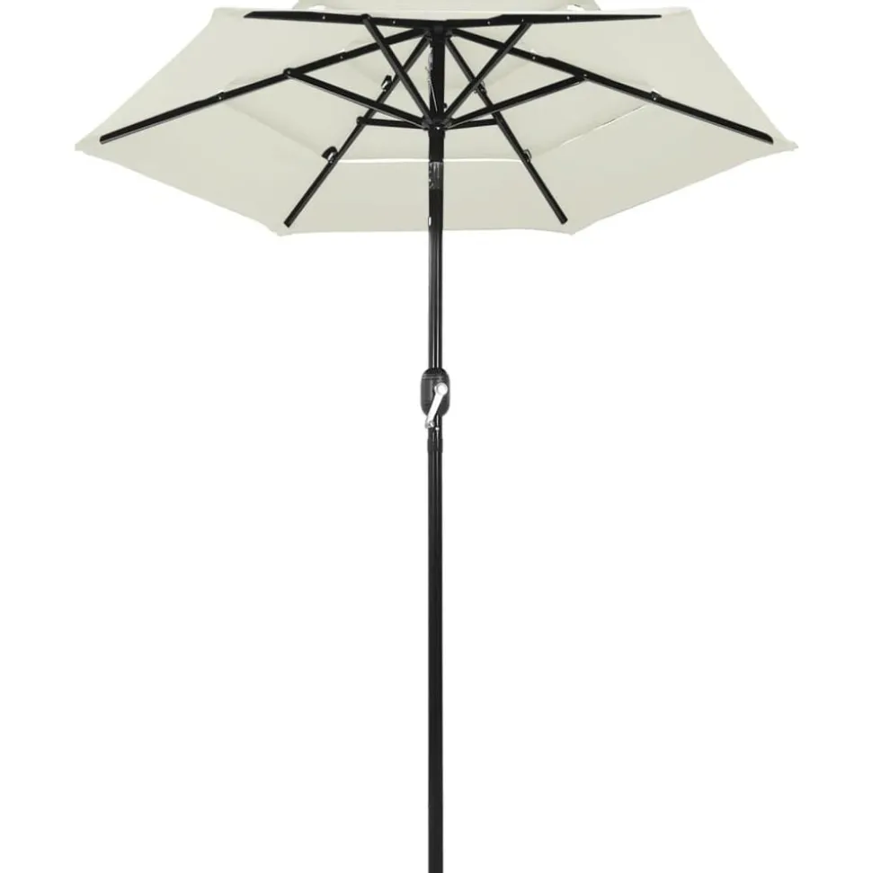 vidaXL Parasol 3-laags met aluminium paal 2 m zandkleurig