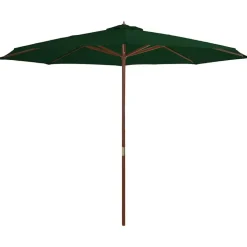 vidaXL Parasol met houten paal 350 cm groen