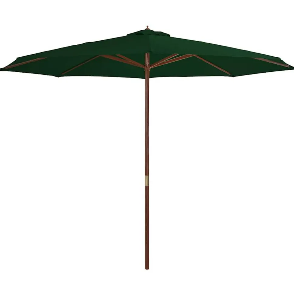 vidaXL Parasol met houten paal 350 cm groen