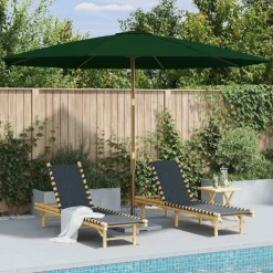 vidaXL Parasol met houten paal 350 cm groen